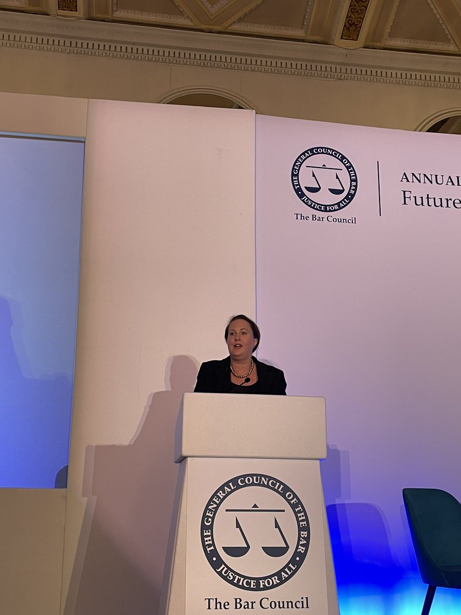 thebarcouncil's tweet photo. We’re joined at #BarConf by new @attorneygeneral Victoria Prentis MP. She opens by saying “my first duty is to uphold the rule of law”. And she will bring her experience as an employed barrister to the role. https://t.co/PCszq99sAM