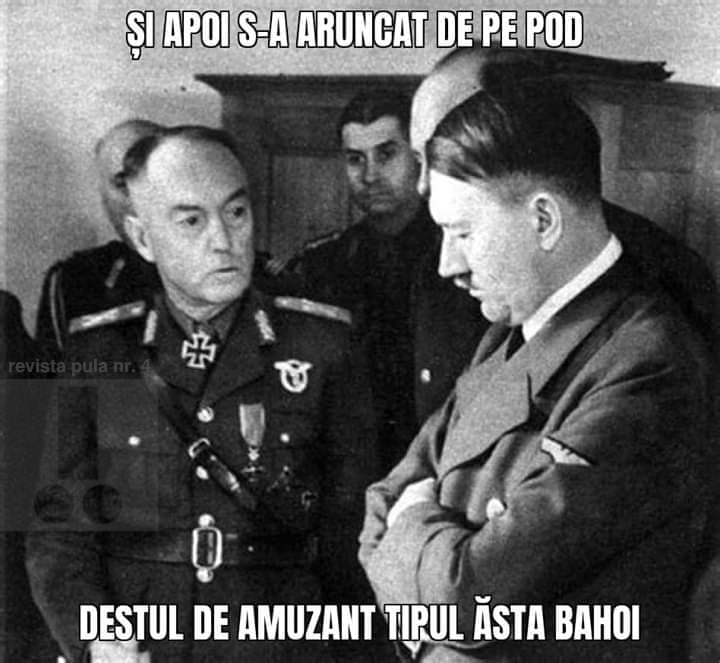 revistapula5's tweet photo. ajutor, am sarit de pe pod si m-am trezit la procesele de la Nurnberg https://t.co/ZB0O2uCnSs