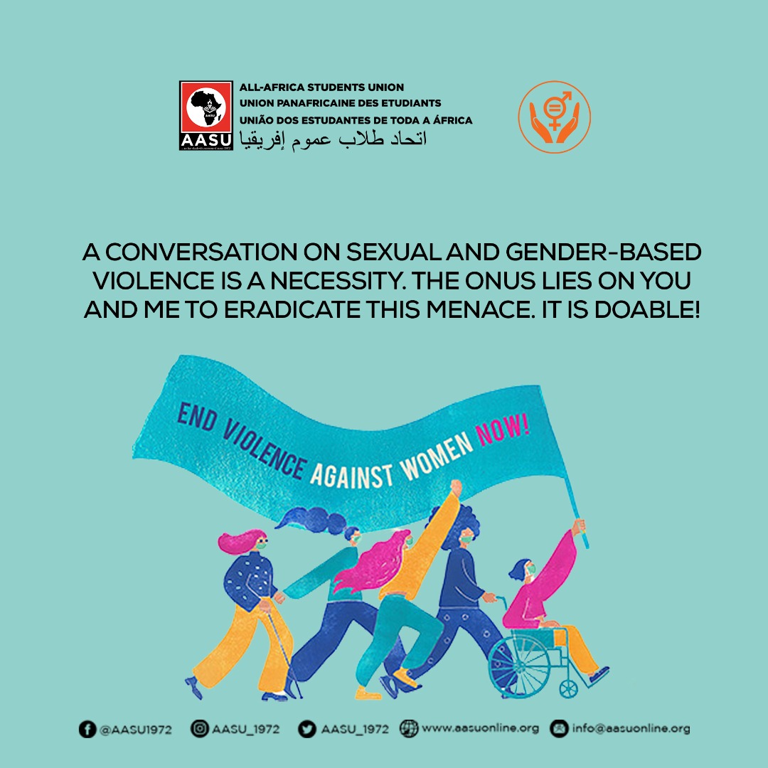 aasu_72's tweet photo. A demonstration of solidarity with survivors and a statement of oneโs position on the battle for women's rights will go a long way in the global effort to end all forms of violence against women and girls.
#ItIsDoableย ย ย ย ย ย #AASUagainstSGBV @unwomenafrica
@UN_Women https://t.co/OPjGNbdarH