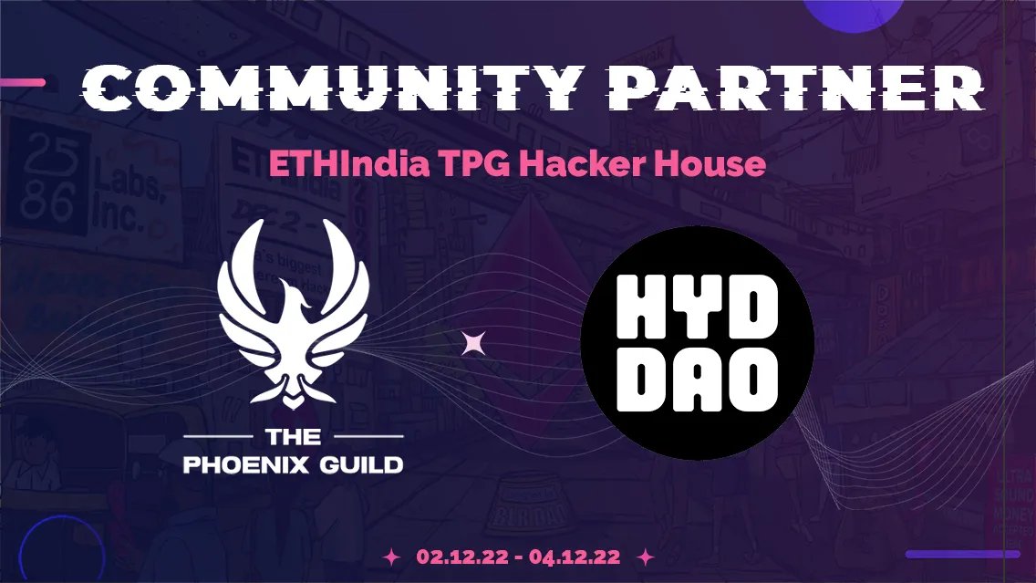 PhoenixGuildHQ's tweet photo. We are happy to announce @hyderabaddao as our community partners for the #ETHIndia TPG Hacker house and helping us achieve our mission to get more under represented folks into WBE3!
#WEB3Community #crypto #diversityandinclusion #tpg #ethindia #hyddao https://t.co/QGHbRKWaGn