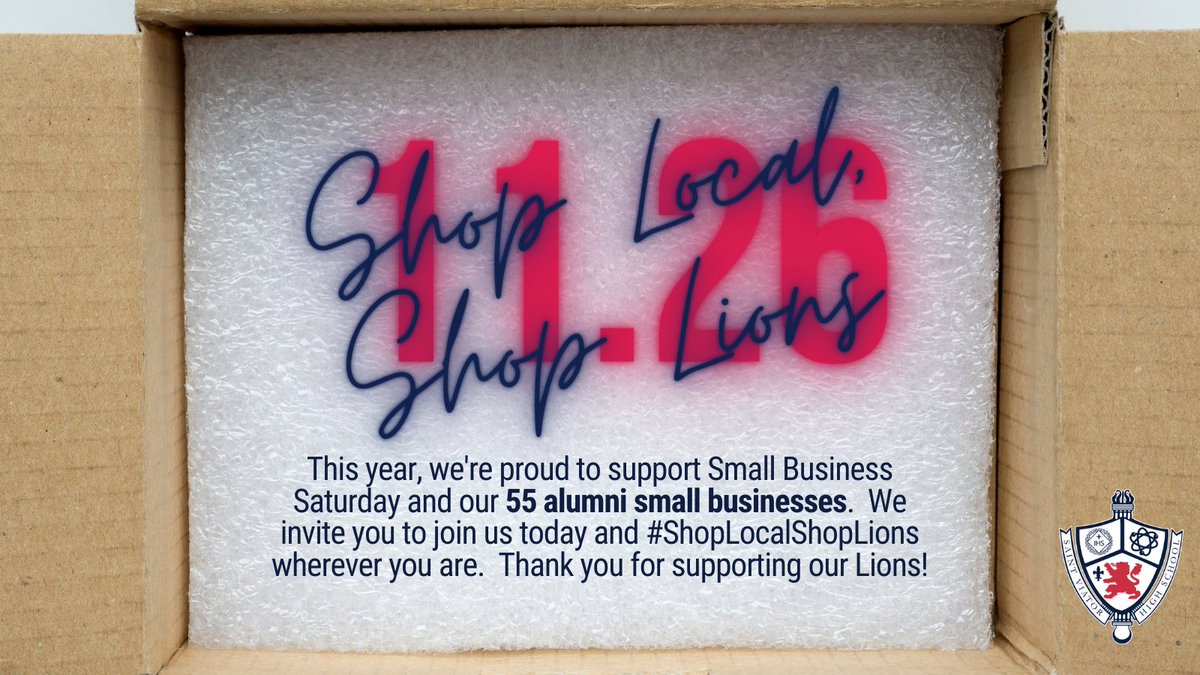 saintviatoralum's tweet photo. This year, we're proud to support Small Business Saturday and invite you to #ShopLocalShopLions wherever you are! https://t.co/e8hn16Nl4Y https://t.co/KcDVww3yKS