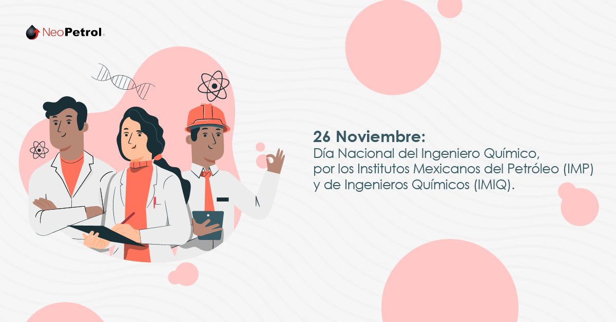 NeoPetrol's tweet photo. Hoy en el Día Nacional del Ingeniero Químico, festejemos y agradezcamos a las y los #IngenierosQuímicos que contribuyen en la comprensión profunda de los procesos de transformación del petróleo y sus derivados. 👨🔬👩🔬
.
.
.
#CapacitaciónDeVanguardia #Efeméride #IMP #IMIQ https://t.co/tyPa9HX08O