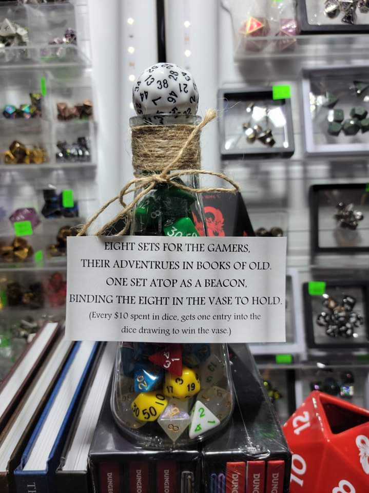 TheGeekRealms's tweet photo. A #NEW dice drawing has begun! Previous entries carry over! More can be attained for every $10 spent on #dice! #drawing to be held Saturday, December 3rd! #raffle #DnD #rpg #games #boardgames #pathfinder #warhammer #anime #manga #shoplocal #SmallBusiness #SmallBusinessSaturday https://t.co/s4Z4lDs6EY