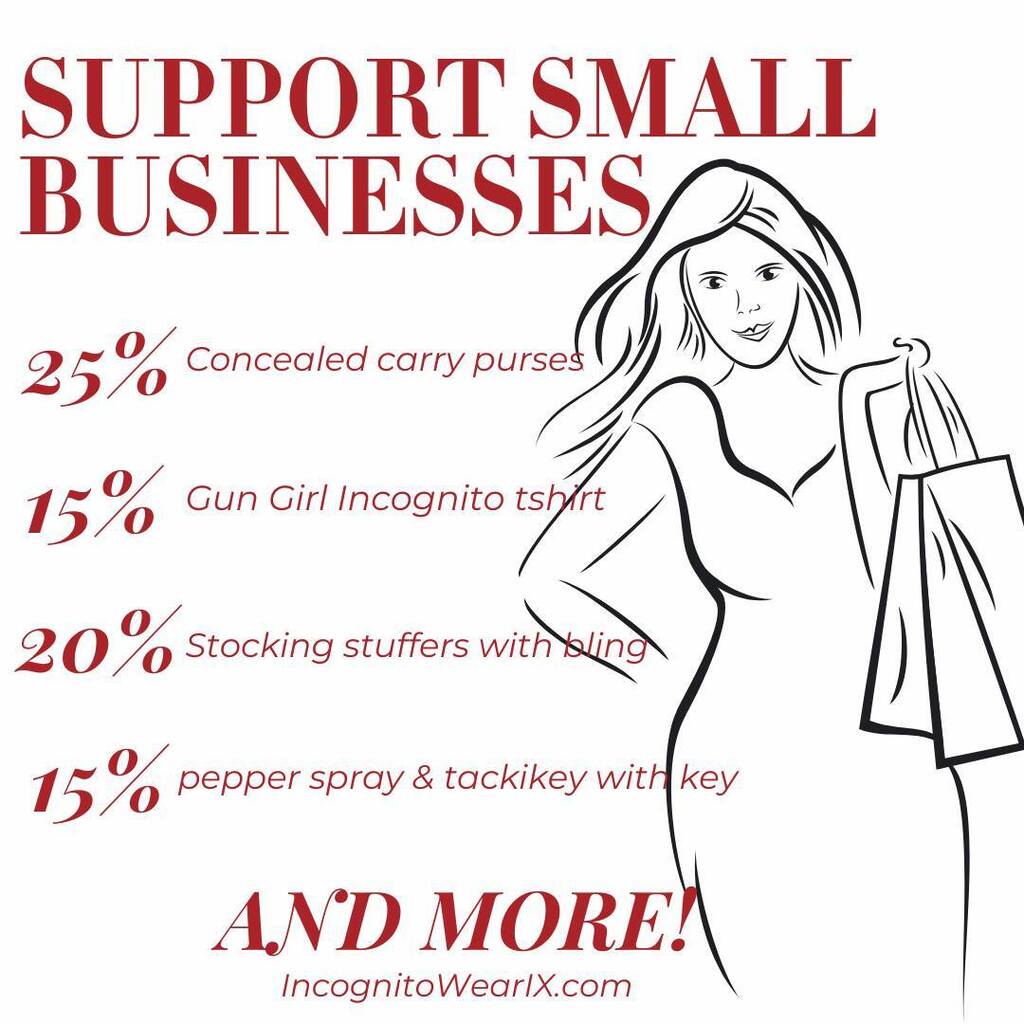 incognitowear's tweet photo. It's Small Business Saturday; you know what that means! DEALS DEALS DEALS! Check out our website and start shopping TODAY! Better hurry because supply is limited!!!
Start shopping here: https://t.co/CXZHSIZ4dU
-
-
#CCW247 #dontwaitforhelp #beyourownhero… https://t.co/aBnggQhB6R https://t.co/KJ4b4BTTwp