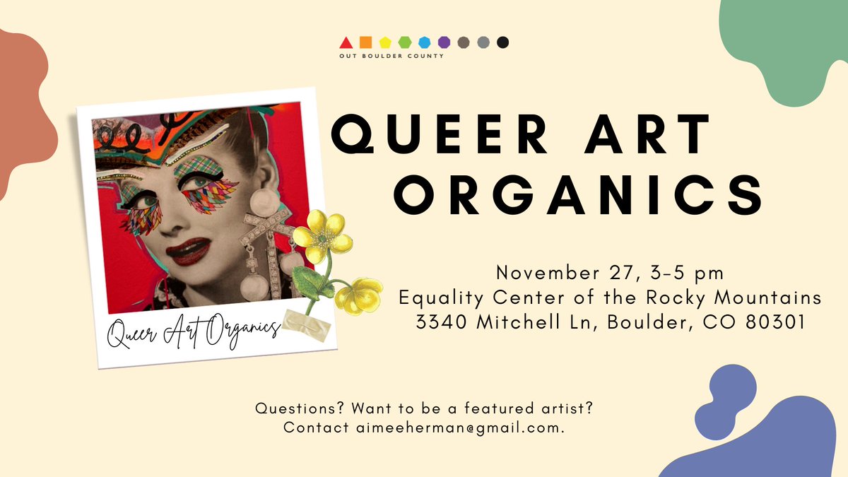 OutBoulder's tweet photo. Join us tomorrow for our monthly #QueerOpenMic, #QueerArtOrganics! Queer Art Organics is a variety show #OpenMic celebrating homegrown art by LGBTQ+ folx, and creatives of all kinds are encouraged to attend and share their work. 11/27, 3-5 pm at 3340 Mitchell Ln, Boulder. https://t.co/OQDlzt5s8X