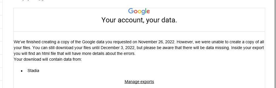 ray3473's tweet image. I have started downloading my Stadia files to my PC.
😜
#Stadia #GoogleTakeout