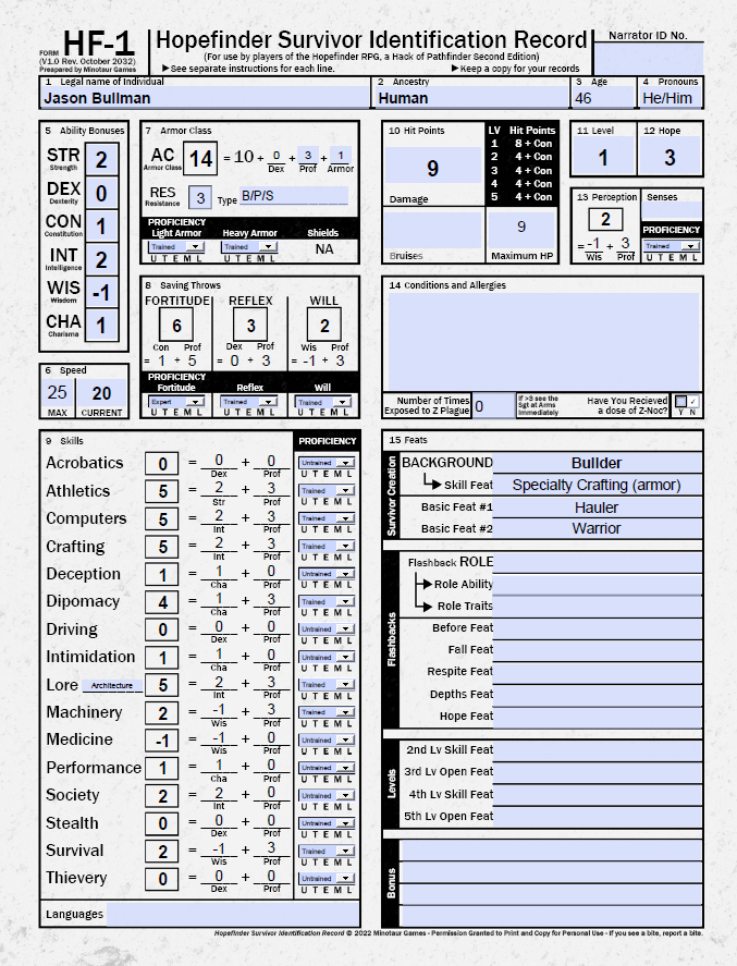 JasonBulmahn's tweet photo. The Hopefinder Survivor's Guide now includes an ENHANCED version of the character sheet PDF. It's form-fillable and does some of the basic math for you! #Hopefinder #Pathfinder2e
https://t.co/Z6jK2NmoUj https://t.co/fAcwQJbVqB