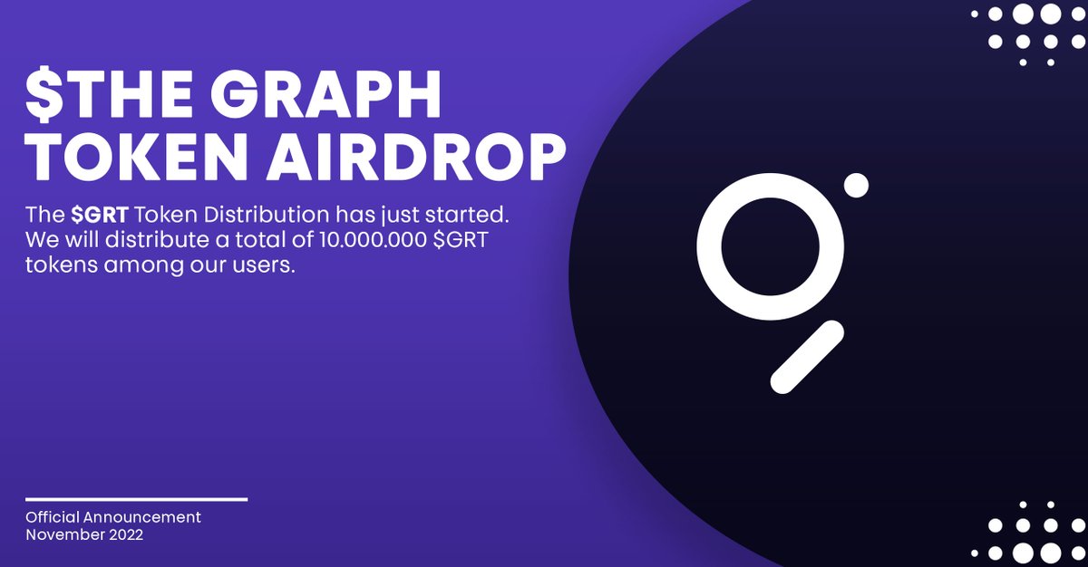 _graphprotocol's tweet image. $GRT TOKEN AIRDROP 🪂
CLAIM - thegraphtoken.com
Some notes on the Airdrop:
- ACCESS: $GRT rewards are only available to users who have interacted with our token before 2022-10-07.
- DATE: You have 24h to claim your tokens, if any left, we will open a public sale.