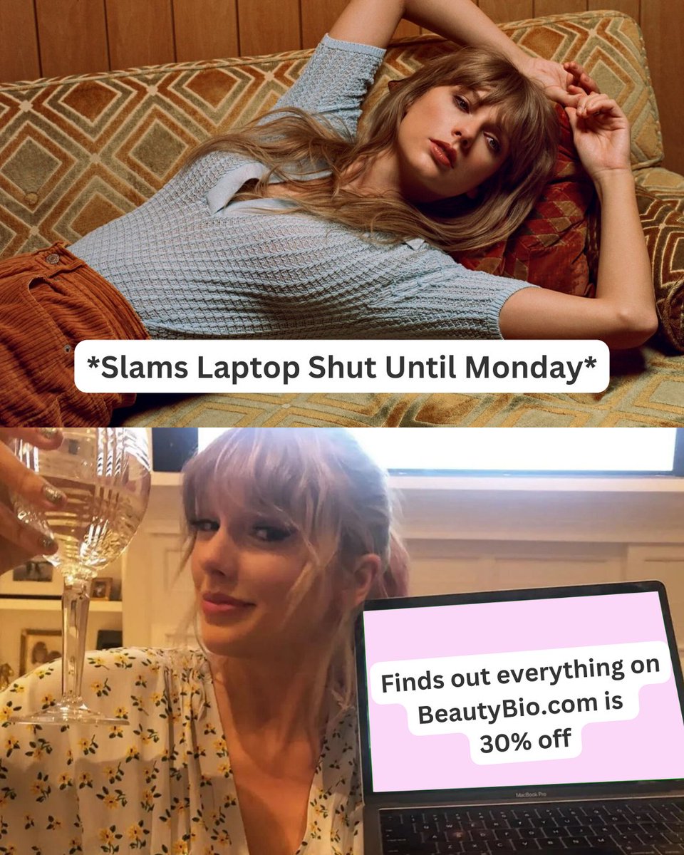 It's me. Hi 👋
I'm the problem, it's me. 
GLOPARTY30 for 30% off sitewide
💋 cur.lt/w371mm5mz

#beautybio #blackfriday #blushfriday #sale #taylorswift #erastour #tswift #swiftie