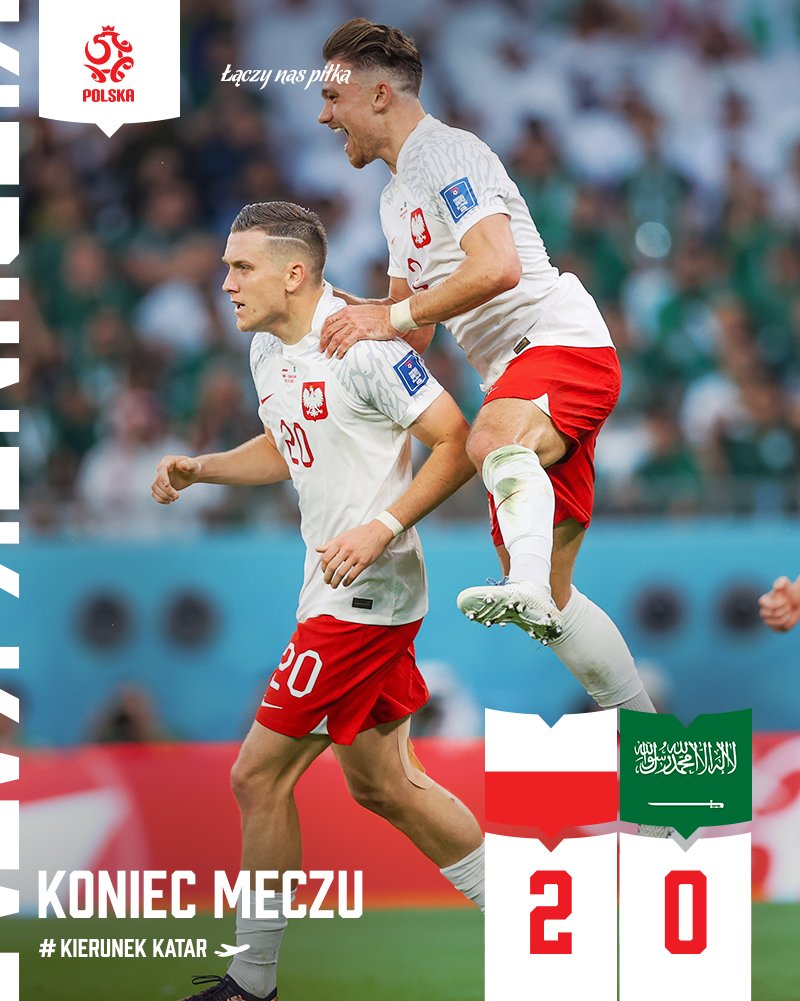 KONIEC MECZU
MAMY TO! 🇵🇱Polska 🇵🇱 Pierwsze zwycięstwo na Mundialu w Katarze!
 🇵🇱🇵🇱🇵🇱🇵🇱🇵🇱🇵🇱🇵🇱🇵🇱🇵🇱🇵🇱🇵🇱🇵🇱🇵🇱
_________
#POLKSA 🇵🇱🇸🇦 2:0 #KierunekKatar