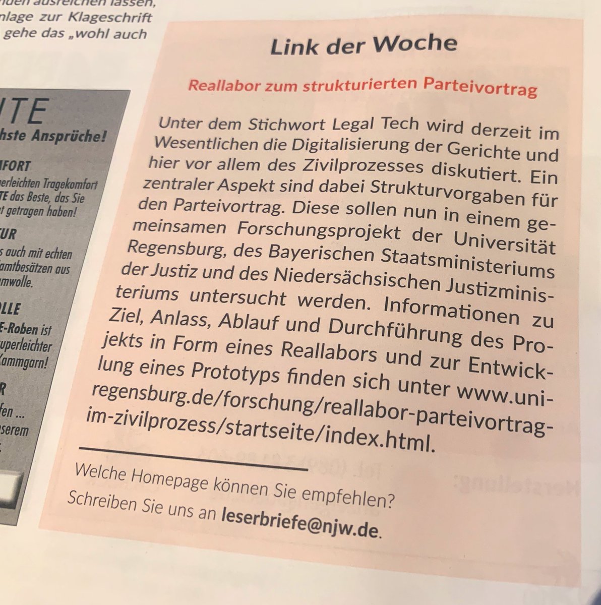 Die Website zu unserem #Basisdokument -Projekt ist in der #NJW-aktuell Nr. 48 der Link der Woche: basisdokument.de <a href="/schultzky1/">Hendrik Schultzky</a> <a href="/Jens_M_Bauer/">Jens Bauer</a> <a href="/zpoblog/">zpoblog</a> <a href="/peter_bert/">peterbert</a> <a href="/JakobFehle/">Jakob Fehle</a>