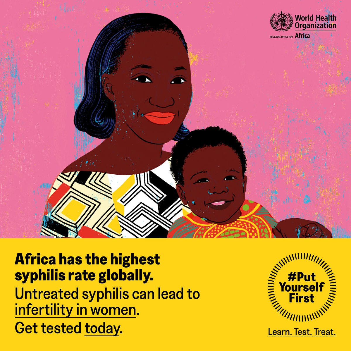 #Syphilis is a bacterial infection transmitted through sexual contact or from mother to child during pregnancy or postpartum. If left untreated, it can lead to life-threatening problems. Get tested today 👩🏿‍⚕️ afro.who.int/PutYourselfFir…