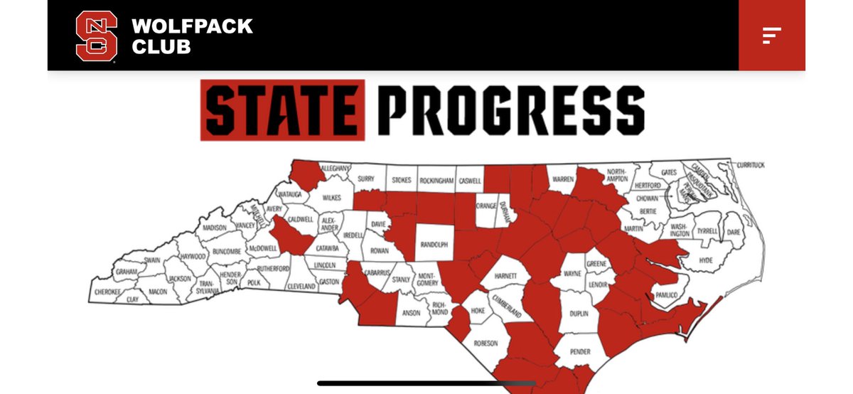 Wolfpack Nation <a href="/wolfpackclub/">Wolfpack Club</a> Last night was special.   Help us celebrate the young people that make nights like last night possible.  Let’s fill this map red.  You know you have a buddy in one of these counties.  Send them the link wolfpackclub.com/sports/2022/10…