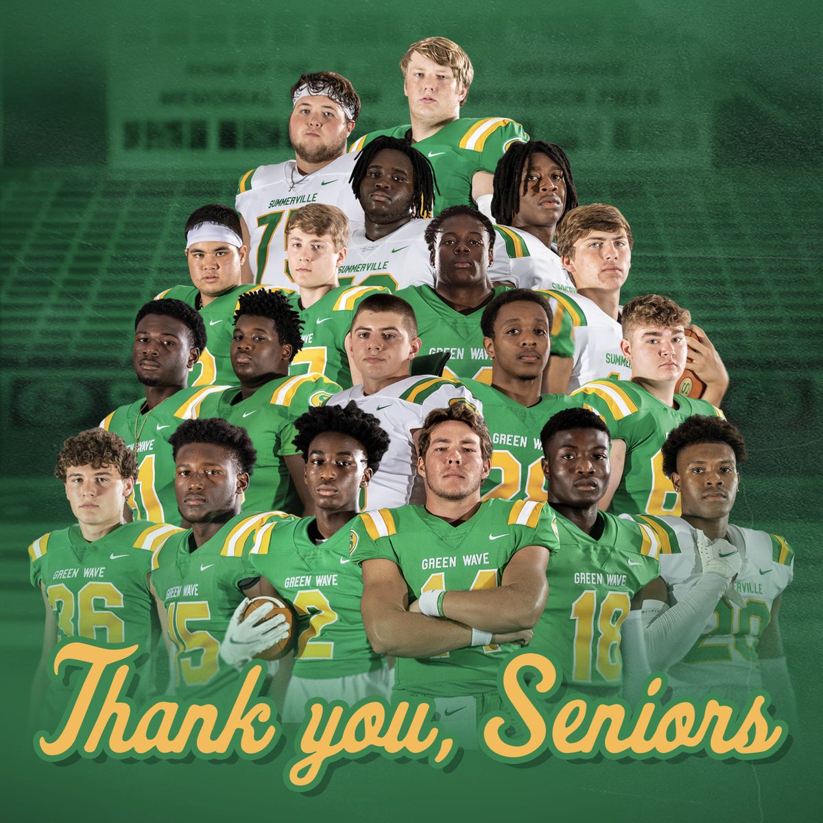 SummervilleFB's tweet photo. The boys of fall.  

Thank you, Seniors. https://t.co/6aOwJn0S67