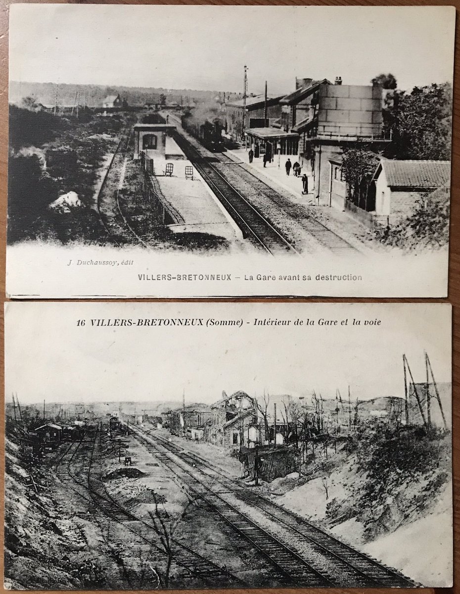 fwwjournal's tweet photo. @LMBD1418 I traced the locations of my grandfather’s regiment during #WW1, via War Diaries. Then sought contemporary postcards of stations he’d arrived at/ departed from, towns where he’d been in billets, etc. He arrived here 25 Sept ‘18. https://t.co/04gRMu9D2n