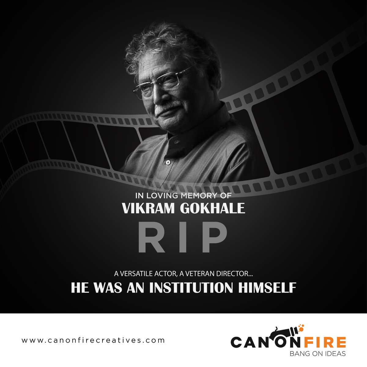 CanonfireAds's tweet photo. A  heartbreaking loss of an extremely versatile artist! Om Shanti🙏 

#VikramGokhale #OmShanti #Cinema #Movies #artist #actor #director https://t.co/Cpus5GMPct