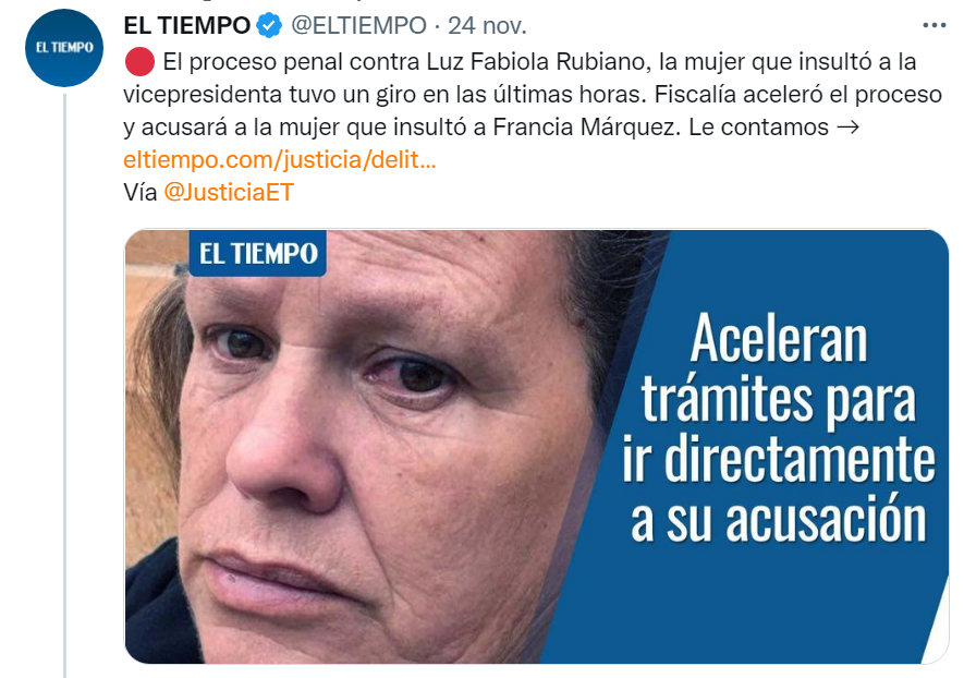 PoderAccionSoci's tweet photo. Qué es más grave?

Que una civil en una "manifestación" insulte a una persona con poder [Francia Márquez],
o que una persona con poder y en ejercicio [funcionario Migración Colombia] insulte y agreda físicamente a un civil ? 🤔

Es esta la proporcionalidad de nuestra "justicia"? https://t.co/SoRwlLdM26