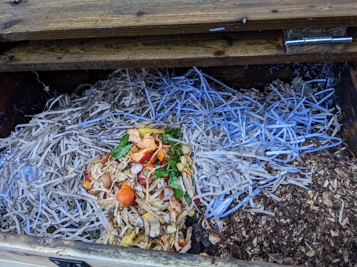AhmeekJane's tweet photo. Thank you @slzfw21 for left over fruit & veg. Now chopped up small & added to shredded paper & wood chippings at St Mary's Community Compost L19 @CompostWorksUK #GreenLCR #LiverpoolCityRegion #CEFFund https://t.co/Oo9nyh3P4k