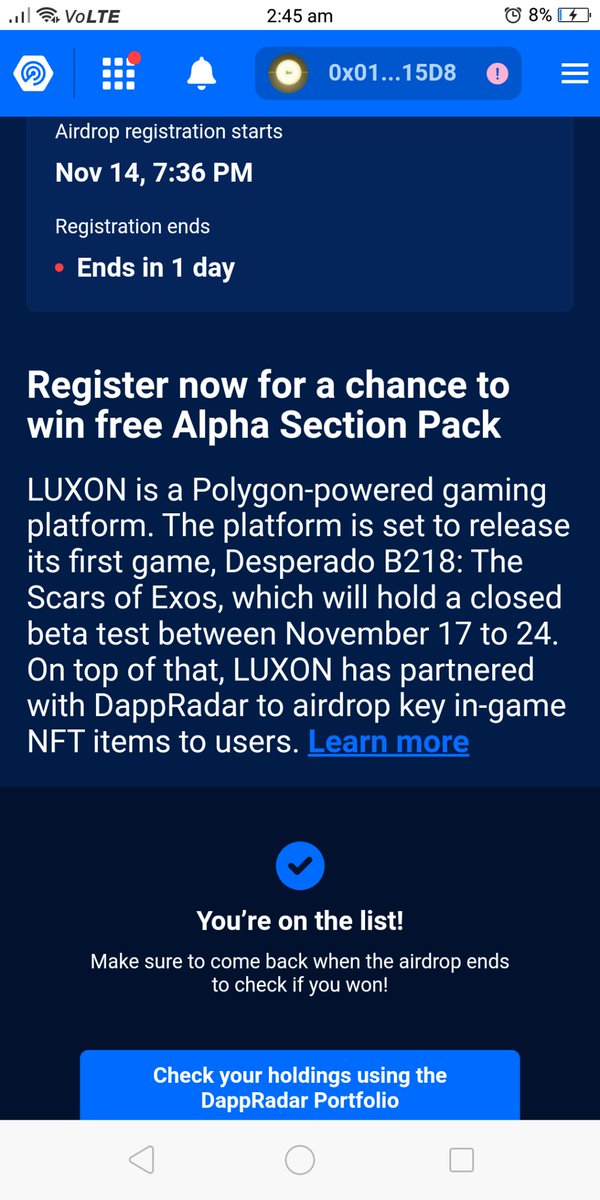 web3commucrypto's tweet photo. #DappRadar
#LuxonAlphaPack Airdrop until TODAY
https://t.co/lOfhjKRGO1
Register NOW ONLY HOURS LEFT Until #LUXON Airdrop END
Login @ #DappRadar 💯
#LUXONAirdrop
#PolygonNetwork
#dApps
#Web3 #Polygon #MATIC #PolygonMatic
#web3commcrypto
#Polygongaming
#polygamy #web3cc🤖 https://t.co/bcJ5bHvaJY