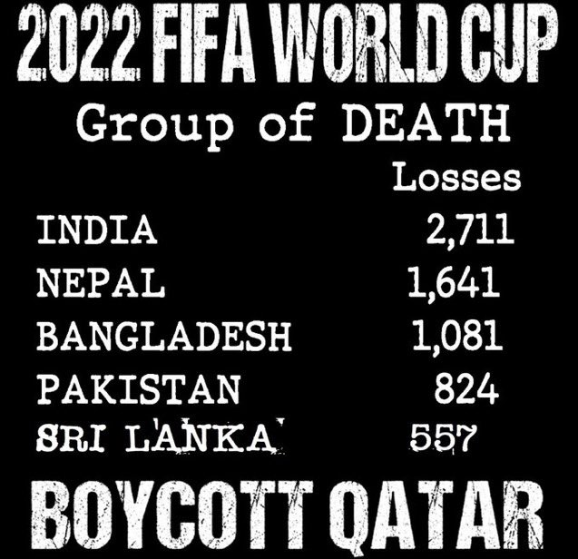 Remco_XXX6's tweet photo. #BoycottWorldCup2022
#BoycottQatar2022
#WorldCupOfDeath
#HumanRightsViolations
#ModernSlavery
#IDontWatch
#ecusen #nedqat #oranje #IkKijkNiet
@FIFAcom @KNVB @OnsOranje
@FIFAWorldCup
@FIFAWorldCup https://t.co/Bg4Gfl4tlS