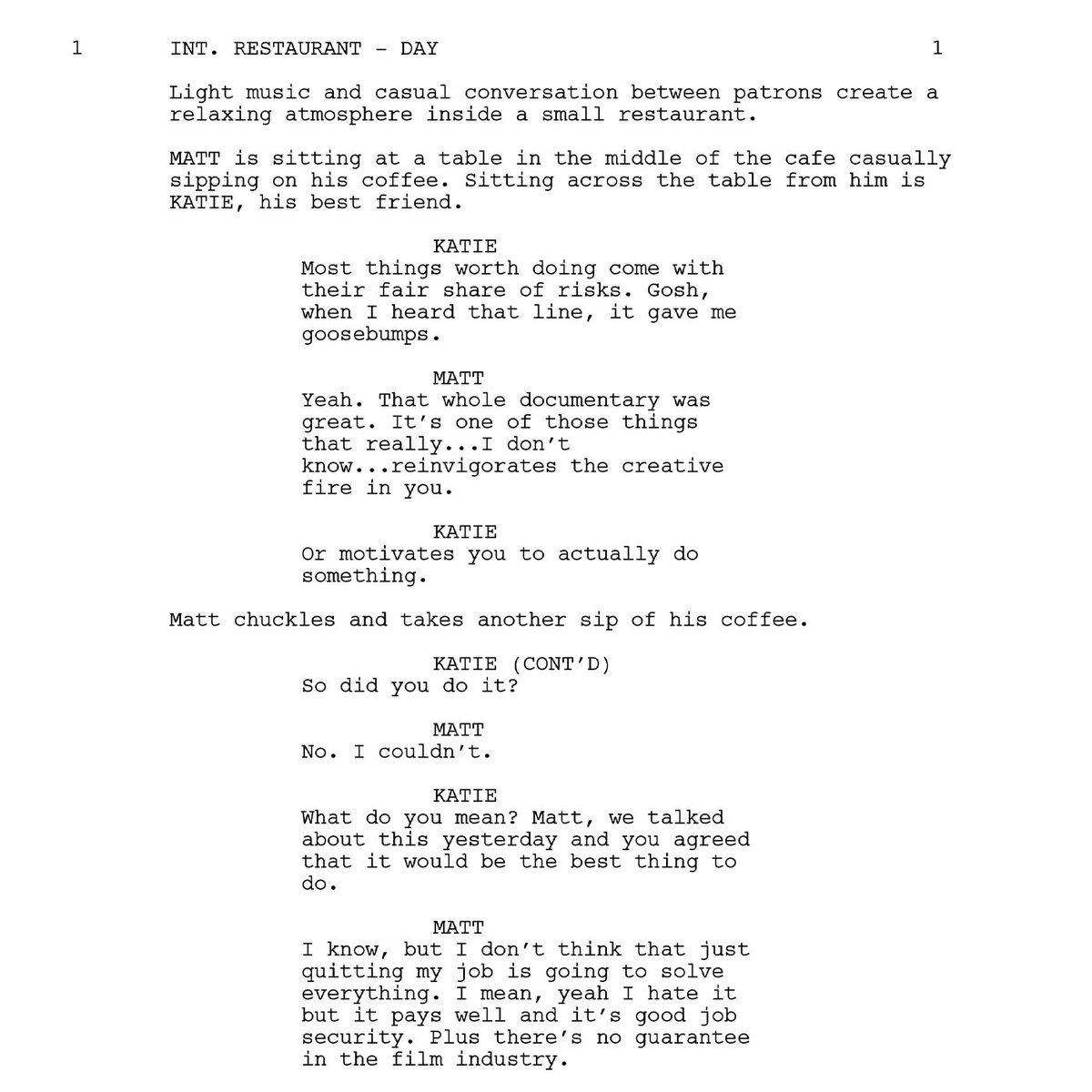 DDiamondFilm's tweet photo. Since we're still working on the final edit of "The Feature," I thought it would be a good idea to share the opening scene in its script form.

Also, a huge thank you to my wife Samantha for helping with the dialogue.

More to come!

#Film #Filmmaking #Filmmakers #IndieFilm https://t.co/ooYIKScajJ