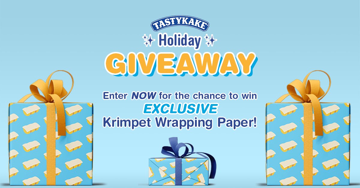 🎁 🄶🄸🅅🄴🄰🅆🄰🅈 🎁
We're giving away some Tastykake treats along with one-of-a-kind Tastykake wrapping paper! 👏 To enter:
• Follow our Twitter Account
• Like and Retweet this tweet
#Tastykake #Giveaway