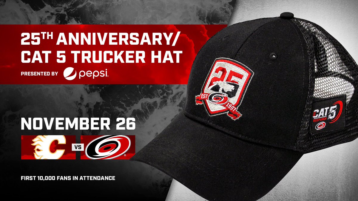 Canes's tweet photo. Arrive early today 🧢

The first 10,000 fans through the doors get this 25th Anniversary hat presented by @pepsi! https://t.co/IGZI7glzmU
