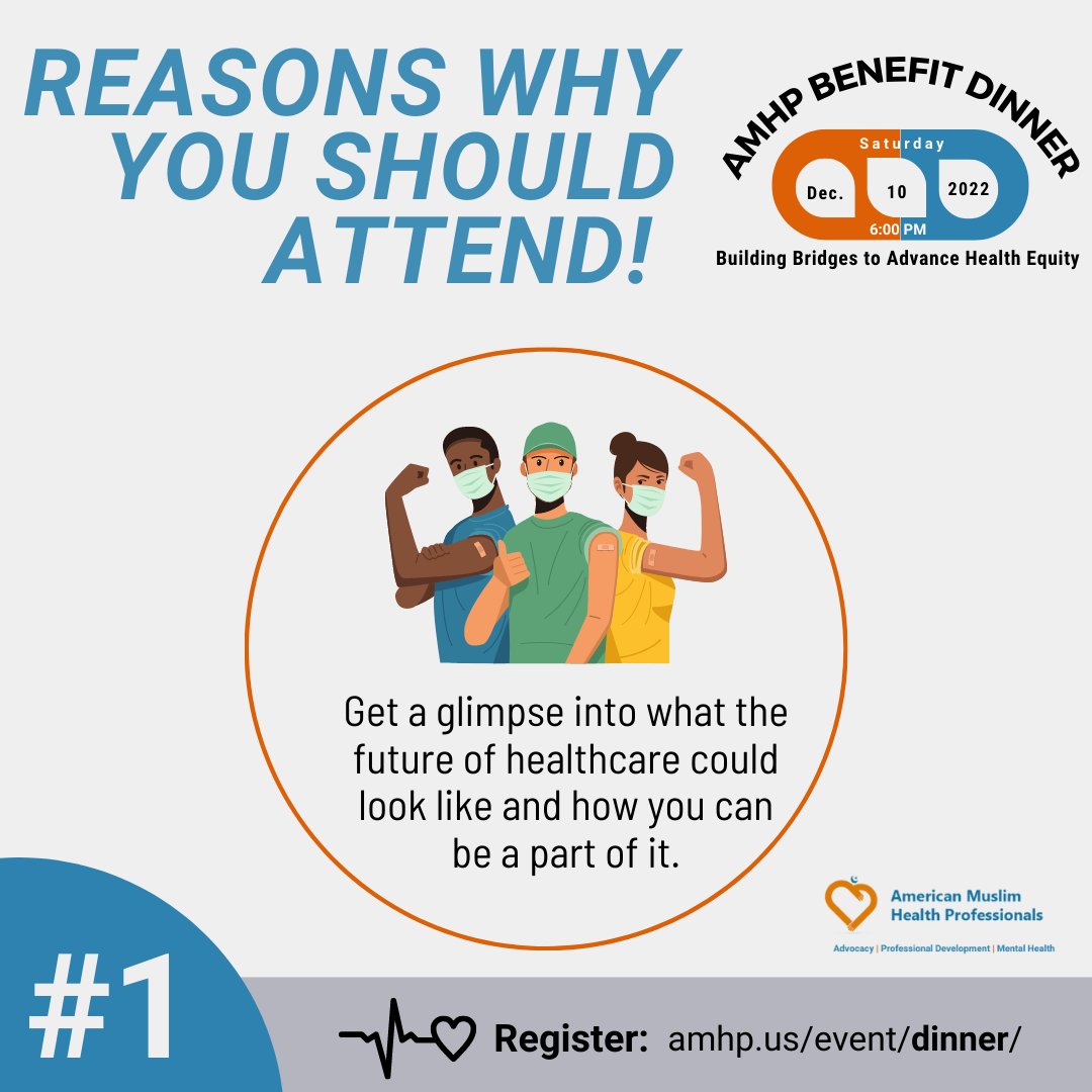 MuslimHealth's tweet photo. 🤝 Reasons Why You Should Attend The AMHP Benefit Dinner on Dec. 10th
1️⃣ Get a glimpse into what the future of healthcare could look like and how you can be a part of it!
🗣 Spread the word and RSVP today: https://t.co/VXgI2x0xur
#AMHPbenefitdinner #AMHPdinner #MuslimHealth https://t.co/eB0q3qCTmZ