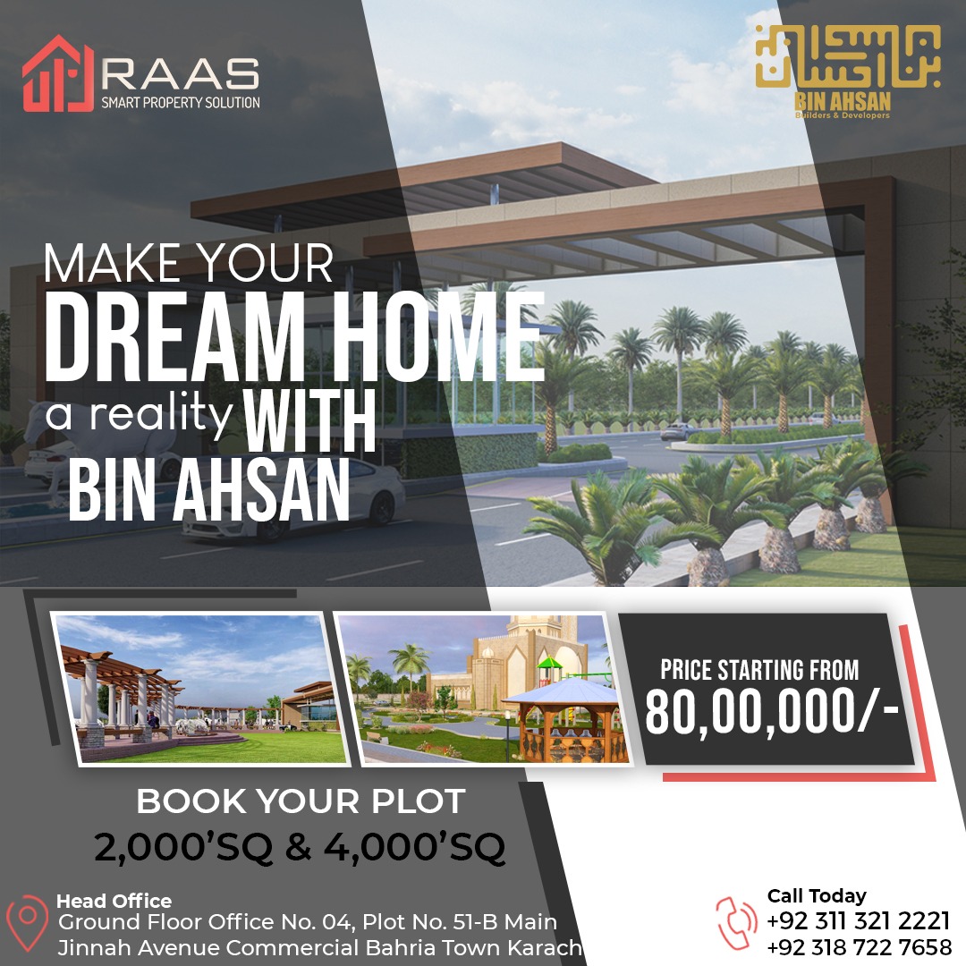 Bin Ahsan has focused on consumer satisfaction and has been constructing projects as per the needs of modern customers. Contact us for more details.

#RAAS #Bahriatown #Bahriatownkarachi #BinAhsan #Luxury #Living
