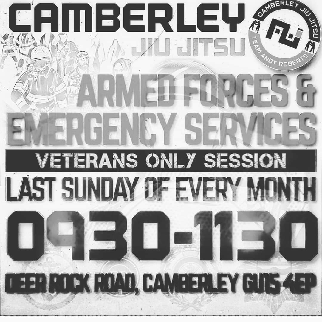 indrisec's tweet photo. If any of our Armed Forces and Emergency Services Veterans are around tomorrow our good friends over at Camberley Jiu Jitsu are having veterans meet up. Do some jiu jitsu or just rock up and have a brew and chew the fat. 09:30 - 11:30 Last Sunday of every month. https://t.co/9Qv5GbLCjA