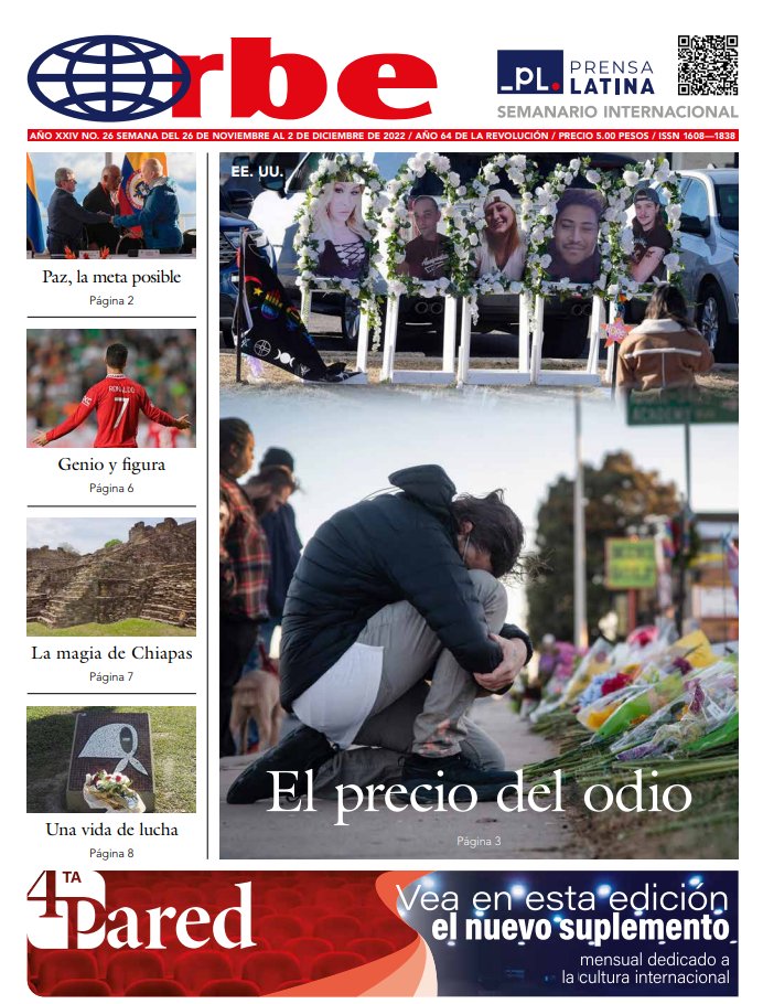 PrensaLatina_cu's tweet photo. Las lecturas de Orbe son mucho más. Ahora con dos suplementos mensuales, Deportivo y 4 Ta Pared, ediciones en Cuba, México y Venezuela, todo desde Prensa Latina. Búsquelo sin falta https://t.co/WeDERprUmU https://t.co/apsSqw0YPW