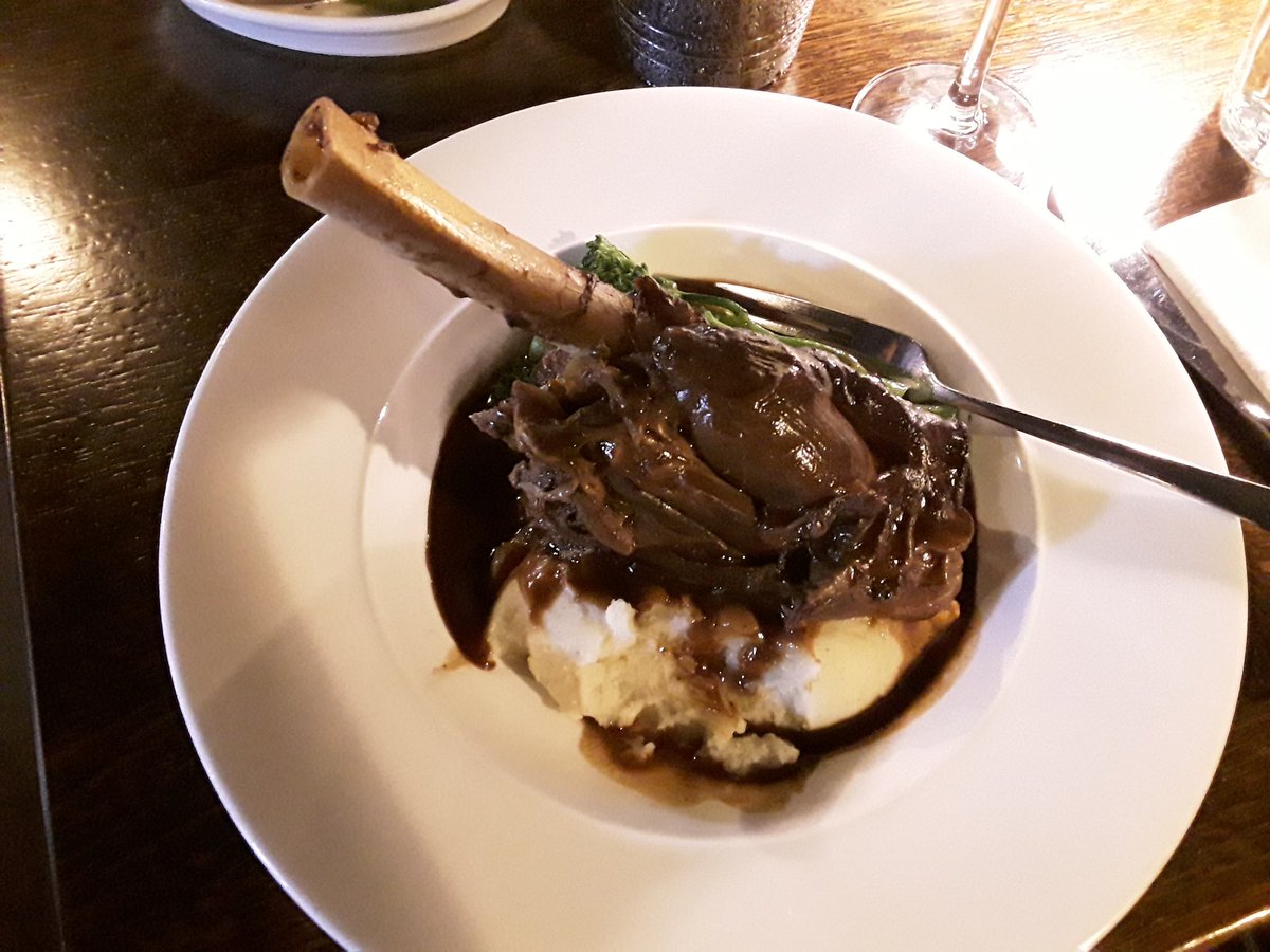 lynnett44's tweet photo. Lamb shank for main and steak for William https://t.co/jpfXpxzjA9