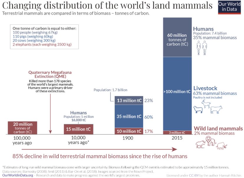 <a href="/GeorgeMonbiot/">George Monbiot</a> This incredible chart shows how far off balance we’ve moved with mass animal production, compared to the natural state 100,000 years ago