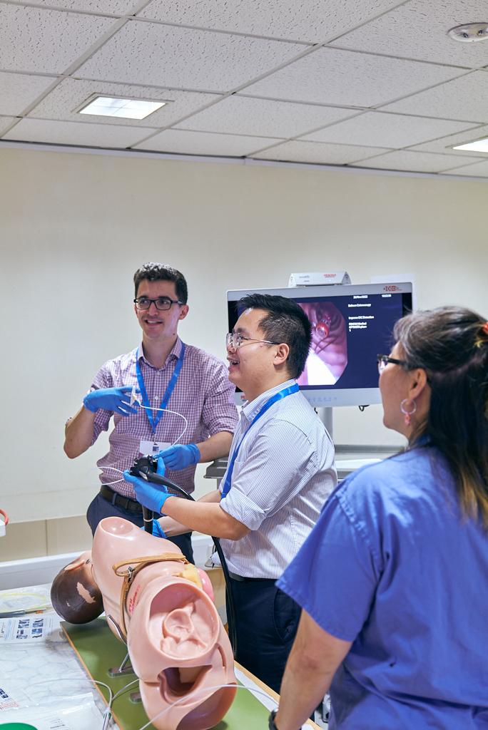 BritSocGastro's tweet photo. What a great afternoon with @BSGTrainees today getting hands-on at #BSGTaster... from #endoscopy to #drains, and from #simulation to #ultrasound 🤩 https://t.co/c2CFj3md8Z