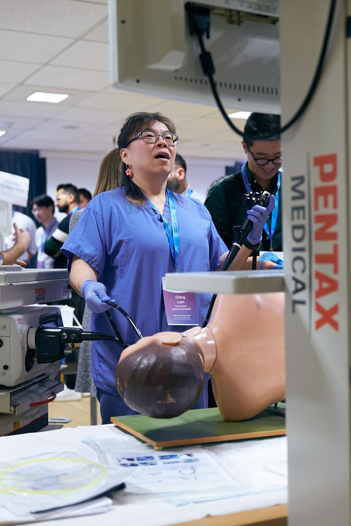 BritSocGastro's tweet photo. What a great afternoon with @BSGTrainees today getting hands-on at #BSGTaster... from #endoscopy to #drains, and from #simulation to #ultrasound 🤩 https://t.co/c2CFj3md8Z