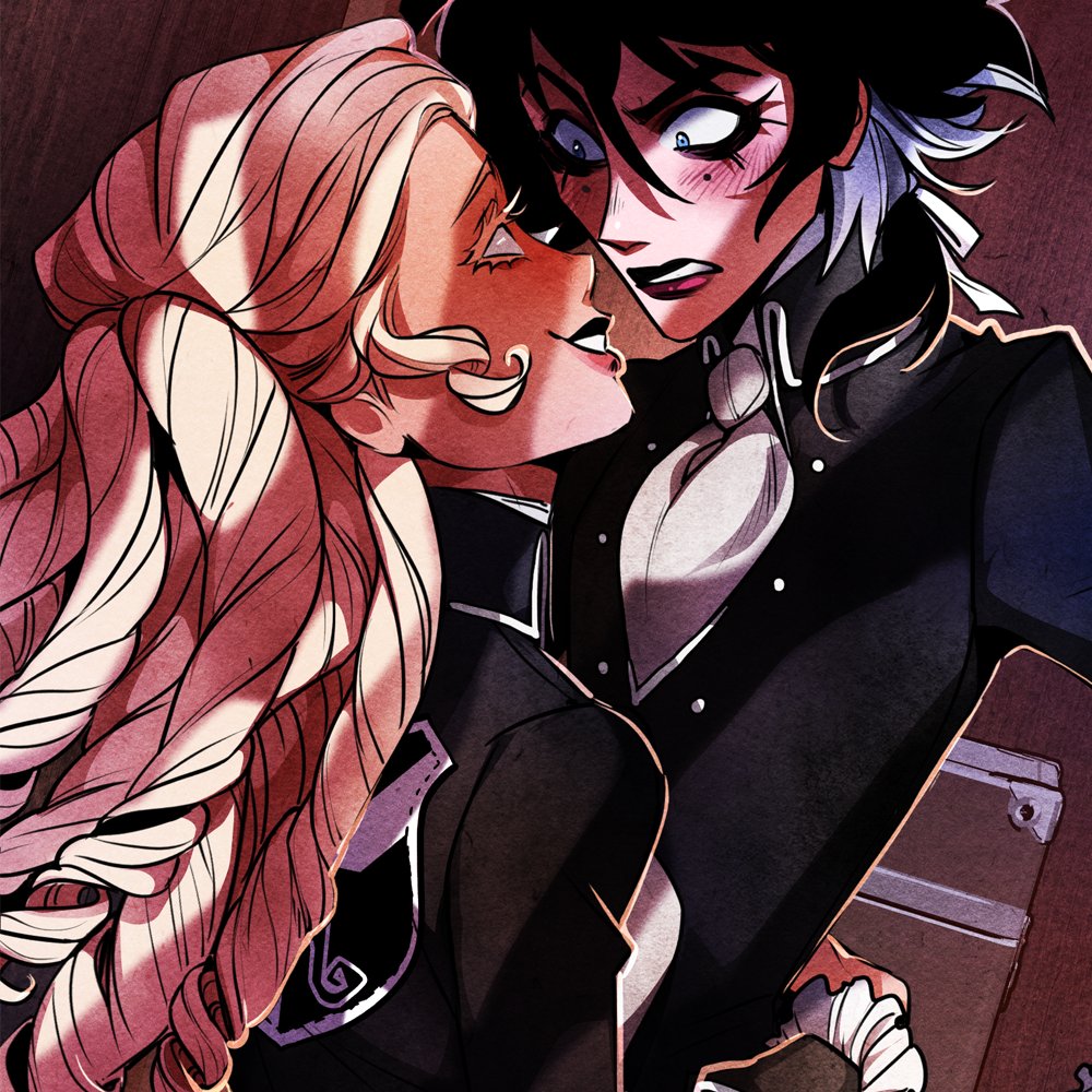 rednflynn's tweet photo. Dear tired 'Wednesday' sapphics, 

What if I told you another #NevermoreAcademy existed? Where Wenclair is Lennabel and it's extremely canon?? You can read it for free and it updates every week. I mean, why eat crumbs when you can have the cake? 🍰

Love, 
Your Goth Wine Aunts https://t.co/SYgxjw6Cwz