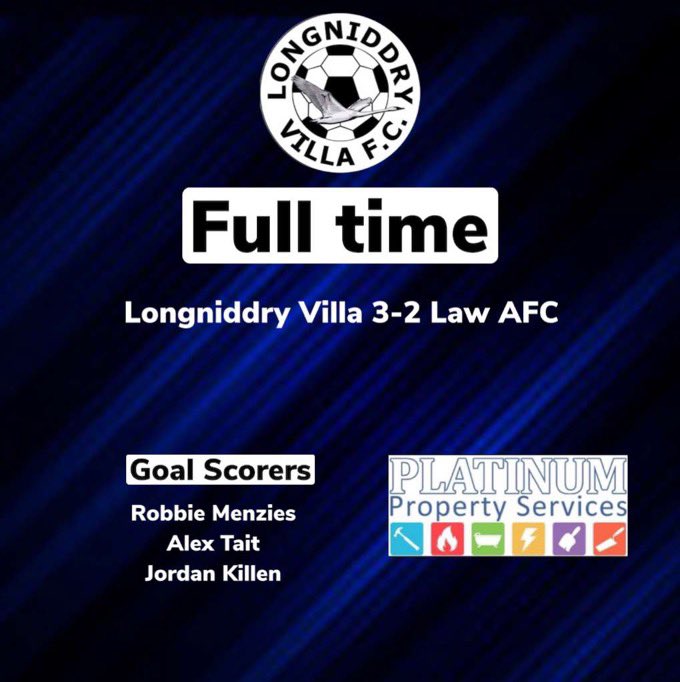 Longniddry Villa AFC (@longniddryafc) on Twitter photo Another win in the South of Scotland cup! 3-0 up and took our foot off the gas, credit to Law who battled till the end.Into the hat for the next round 🎩
All the best to law for the rest of the season.
MOTM - <a href="/JohnBrash7/">John Brash</a>
<a href="/PlatinumScot/">Platinum Scotland</a> <a href="/SouthCupSAFA/">South of Scotland Amateur Cup</a> Another win in the South of Scotland cup! 3-0 up and took our foot off the gas, credit to Law who battled till the end.Into the hat for the next round 🎩
All the best to law for the rest of the season.
MOTM - <a href="/JohnBrash7/">John Brash</a>
<a href="/PlatinumScot/">Platinum Scotland</a> <a href="/SouthCupSAFA/">South of Scotland Amateur Cup</a>
