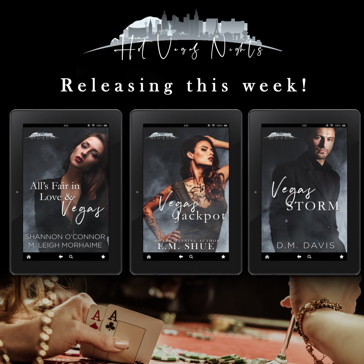 EJBookPromos's tweet photo. 🔥𝐆𝐞𝐭 𝐫𝐞𝐚𝐝𝐲 𝐟𝐨𝐫 𝐇𝐨𝐭 𝐕𝐞𝐠𝐚𝐬 𝐍𝐢𝐠𝐡𝐭𝐬🔥
This week's releases from @Shan_OConnor14 &amp; @MLeighMorhaime, @dmdavisauthor, and @emshue_ak
⇒ https://t.co/K9GMr3czRw https://t.co/6GnPIqkTGl