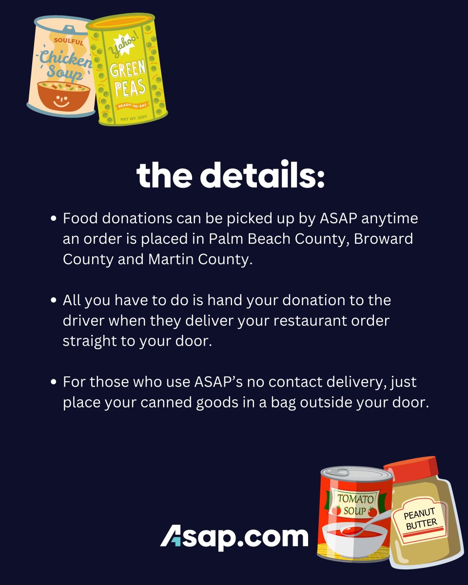 Just a few days left to donate to our Holiday Food Drive! Just leave your donations with your ASAP driver: swipe for full details!