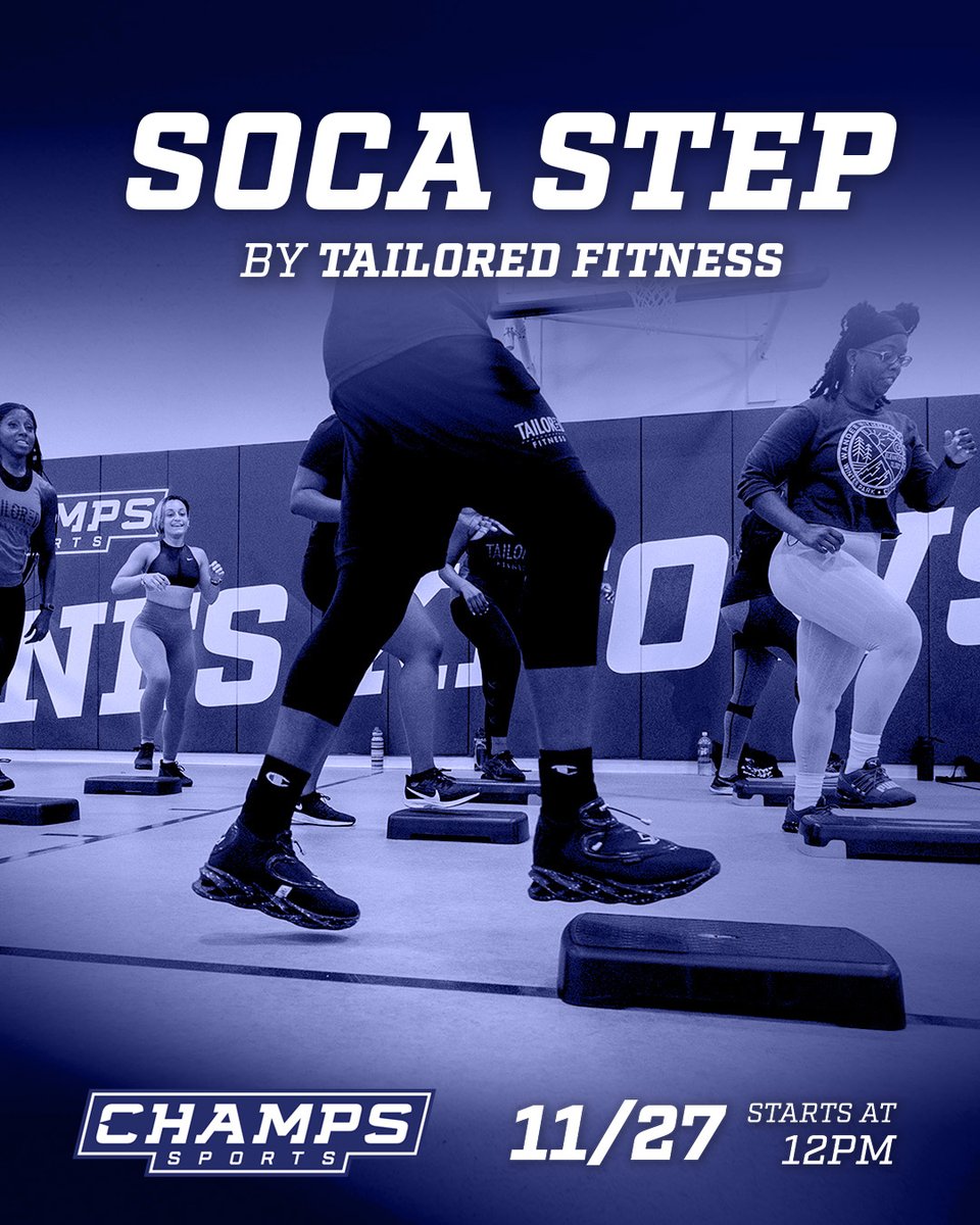 ChampsPines's tweet photo. Crush Cardio w/SOCA STEP!

Join SOCA STEP powered by Tailored Fitness! Take part in a class on 11/27.

Sign Up | https://t.co/0wBQYASEdD https://t.co/HWIxRWwdFJ