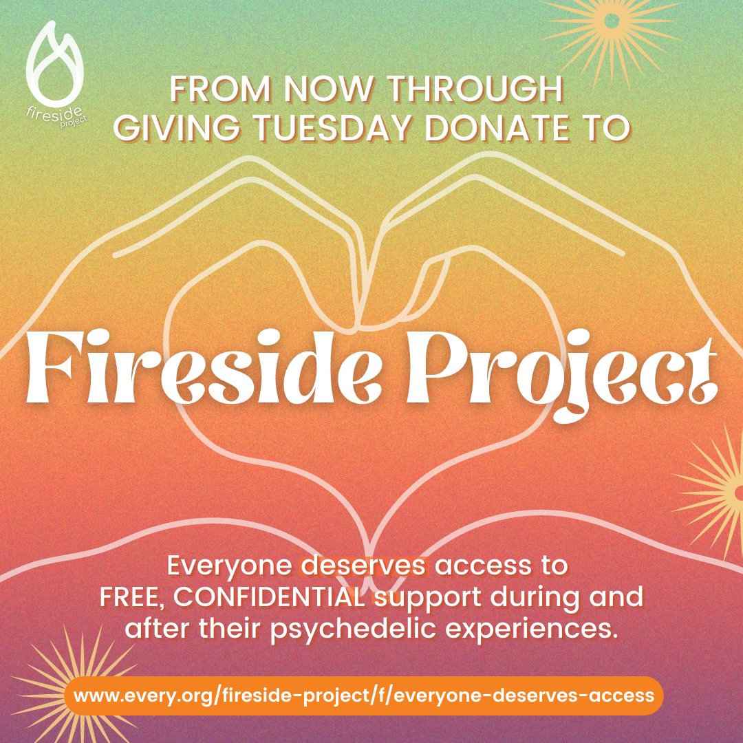 GlowFireside's tweet photo. This Giving Tuesday, consider supporting our efforts to make sure everyone has access to free, confidential support during and after their #psychedelic experiences.
https://t.co/Cl9wHrT3BT
#firesideproject #62fireside #givingtuesday #donate #peersupport #supportline https://t.co/rHB0HTrjjt
