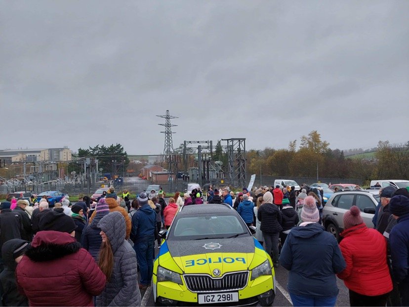 Militant_Left's tweet photo. Militant Left supporters in Fermanagh joined a protest at SWAH hospital today. Fight to defend SWAH services and jobs. https://t.co/D7d5B3bpZA