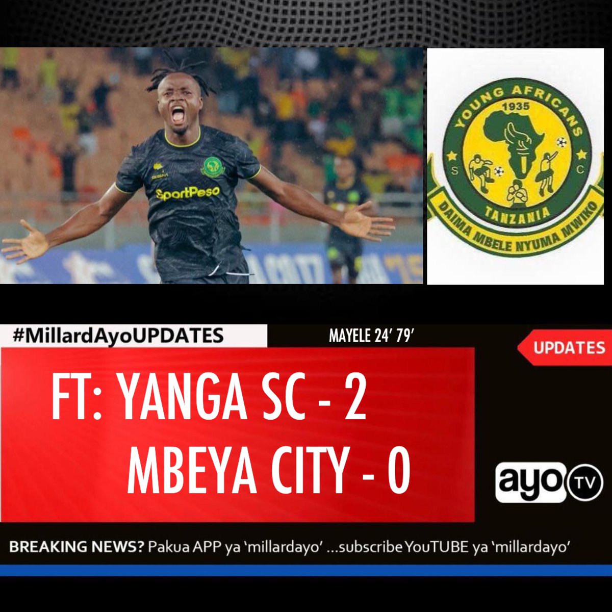 RT moja nzito yenye hadhi ya nyota 2 kwa Mayele na Yanga tafadhali……