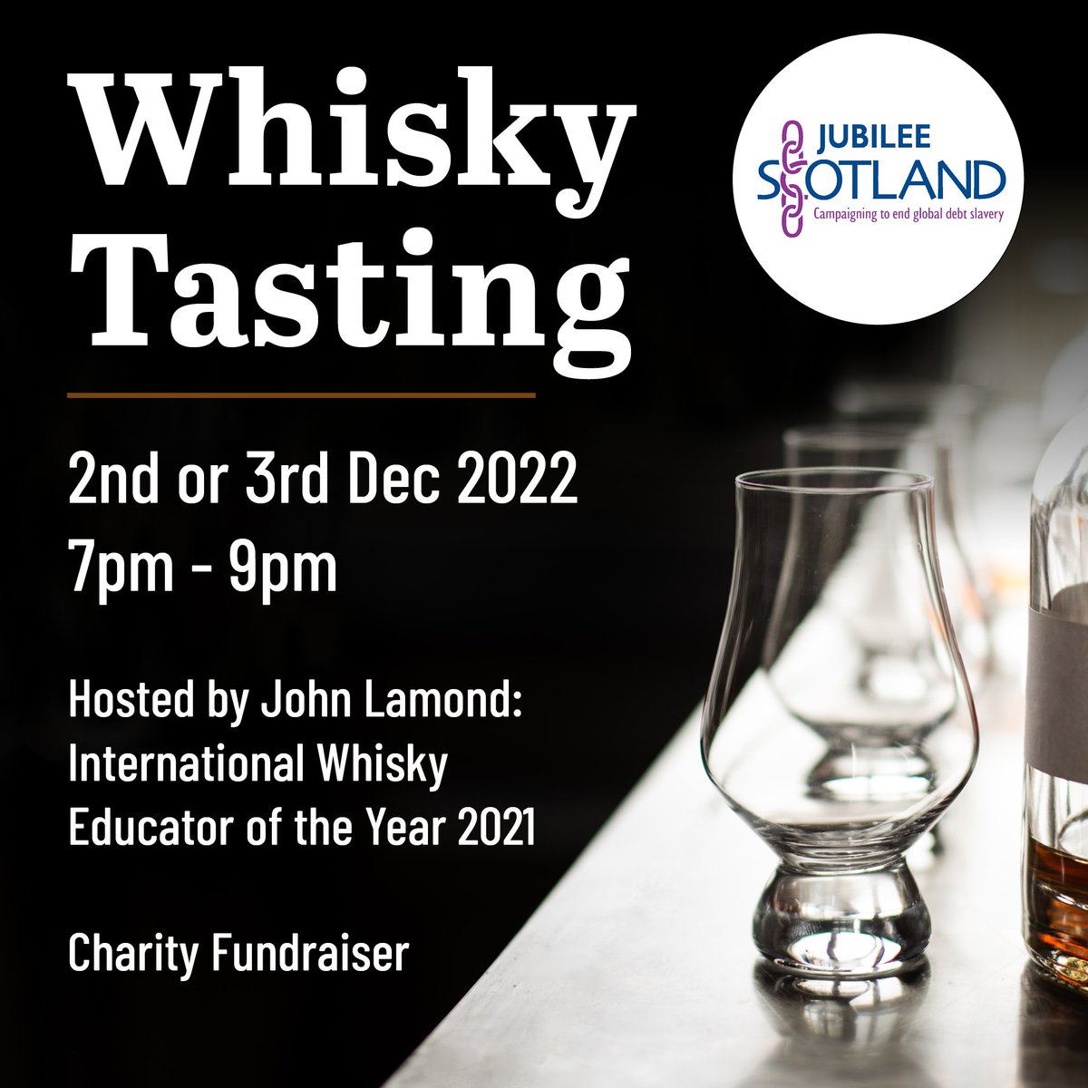 Are you a #WhiskyFan? Check out our #WhiskyTasting fundraiser with 'Int Whisky Educator of the Year 2021' <a href="/whiskytutor/">John LAMOND</a>! 
2nd/3rd Dec 7-9pm. BOOK NOW: ow.ly/Tt9Q50LFQp5

<a href="/WhatOnEdinburgh/">What's On Edinburgh</a> <a href="/thelist/">TheLi.st</a> @kaskwhisky <a href="/whiskyforager/">Whiskyforager</a> <a href="/kirstenspeirs/">Kirsten Speirs</a> <a href="/DrammingAround/">Dramming Around</a> <a href="/VisitScotland/">VisitScotland</a> #Dram