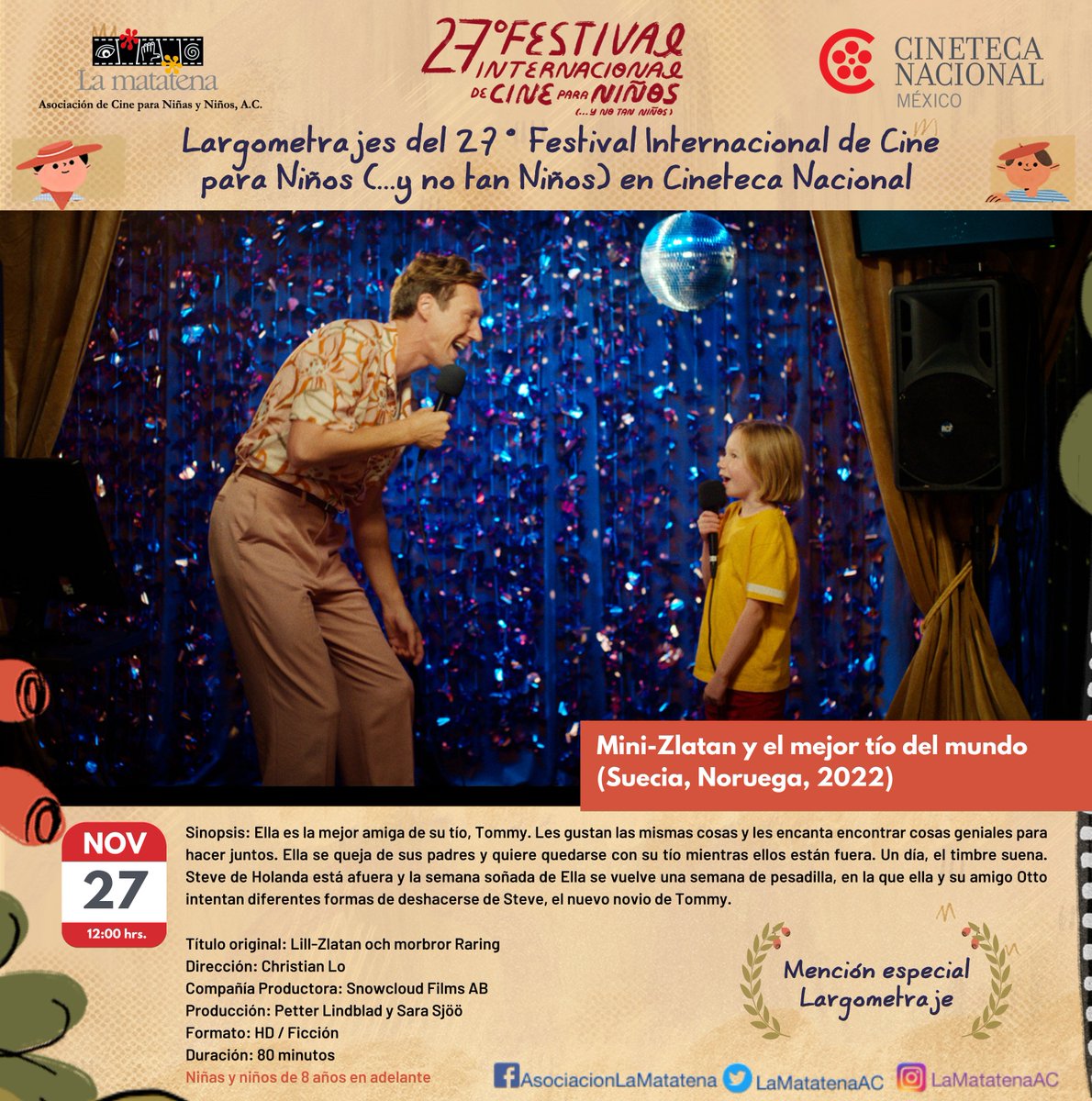 😀📣 #Mañana acompáñenos a disfrutar de esta hermosa película sobre amistad y celos, ganadora de la Mención al Mejor #Largometraje en el #27FICNiñas #27FICNiños. 🎦👨‍👧⚽️¡Nos vemos en <a href="/CinetecaMexico/">Cineteca Nacional</a>!📅#Domingo 27|11🕛 12h📍 #CDMX 🎟Boletos en taquilla bit.ly/3ibhdIE