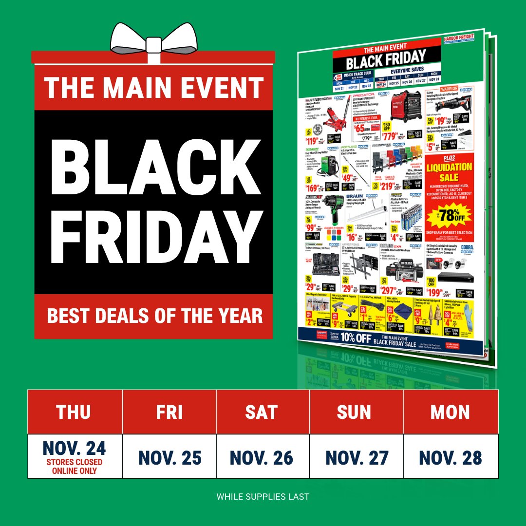 Harbor Freight on Twitter "Our BLACK FRIDAY SALE IS ON! Now through 11