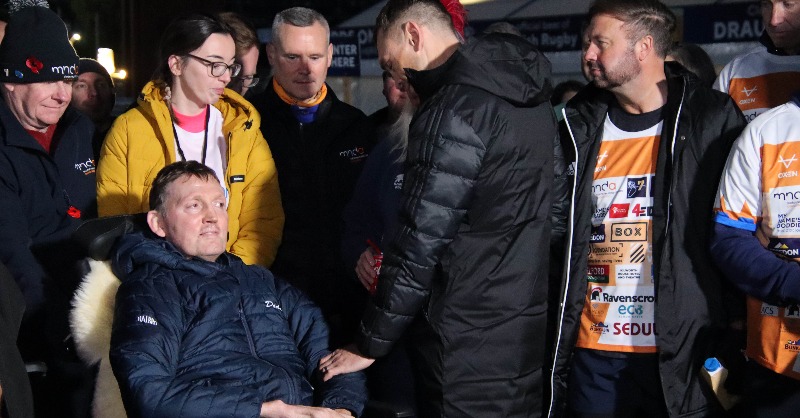 leedsrhinos's tweet photo. It is with deep sadness that we have learned of the passing of Rugby Union star and MND campaigner Doddie Weir OBE. Our thoughts and prayers go to his family and friends and this extremely sad time, rest in peace Doddie 🧡💙🏴󠁧󠁢󠁳󠁣󠁴󠁿