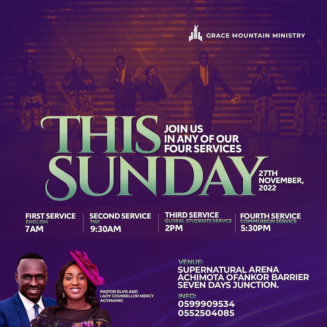 REAgyemang's tweet photo. Join any of our Services tomorrow
Call to join a bus to church
#SundayService #EnglishService #FirstService #TwiService #SecondService #GlobalStudentService #ThirdService #CommunionService #HealingService #FourthService #YearOfExtremeIncrease #GraceMountainMinistry https://t.co/RVU9JfzmLL