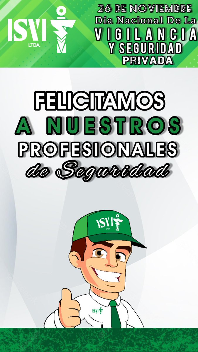 26 de noviembre Día Nacional de la Vigilancia y Seguridad Privada.

Felicitamos a todos nuestros grandes profesionales, gracias por su compromiso y dedicación.

#seguridad #celebracion #colombia #vigilancia #diaespecial #isvi #familia