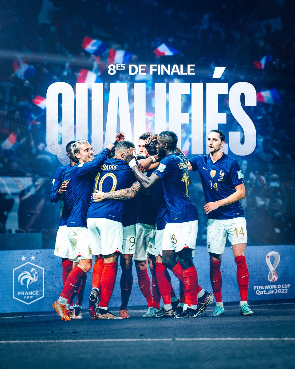 𝙌𝙐𝘼𝙇𝙄𝙁𝙄𝙀𝙎 🔥 
Direction les 8⃣es de finale de la Coupe du Monde 🇫🇷 

#FiersdetreBleus  #FRADAN